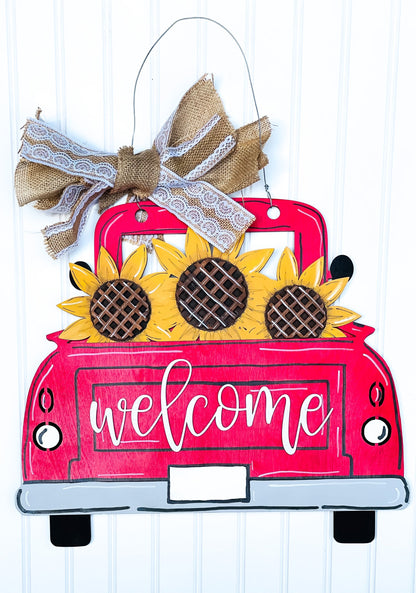 Sunflower Truck Door Hanger - Fall Entryway Sign - Welcome Sign - Autumn Decor