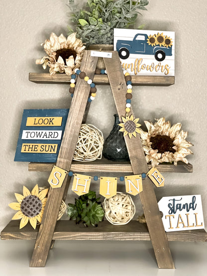 Sunflower Tiered Tray Signs - Farmhouse Decorative Tray - Fall Tier Tray