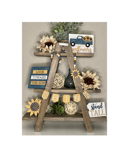 Sunflower Tiered Tray Signs - Farmhouse Decorative Tray - Fall Tier Tray