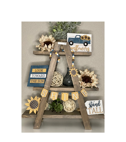 Sunflower Tiered Tray Signs - Farmhouse Decorative Tray - Fall Tier Tray