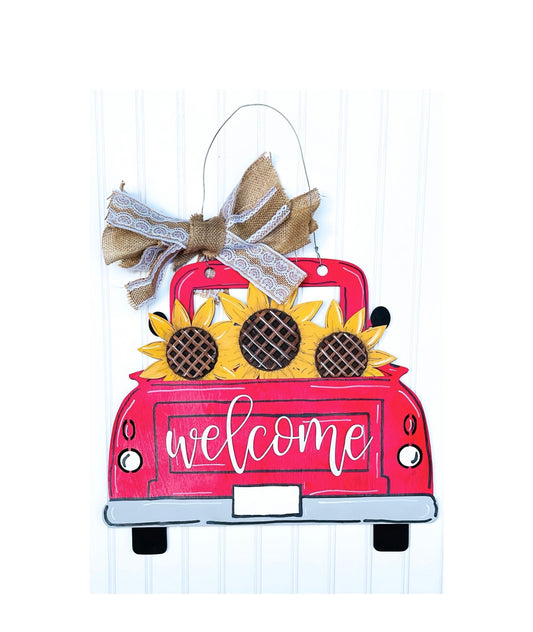 Sunflower Truck Door Hanger - Fall Entryway Sign - Welcome Sign - Autumn Decor