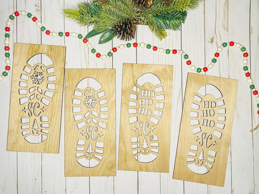 Santa's Boot Print Wood Stencil - Christmas Morning - Santa Claus Footprint Stencil - Reusable Stencil