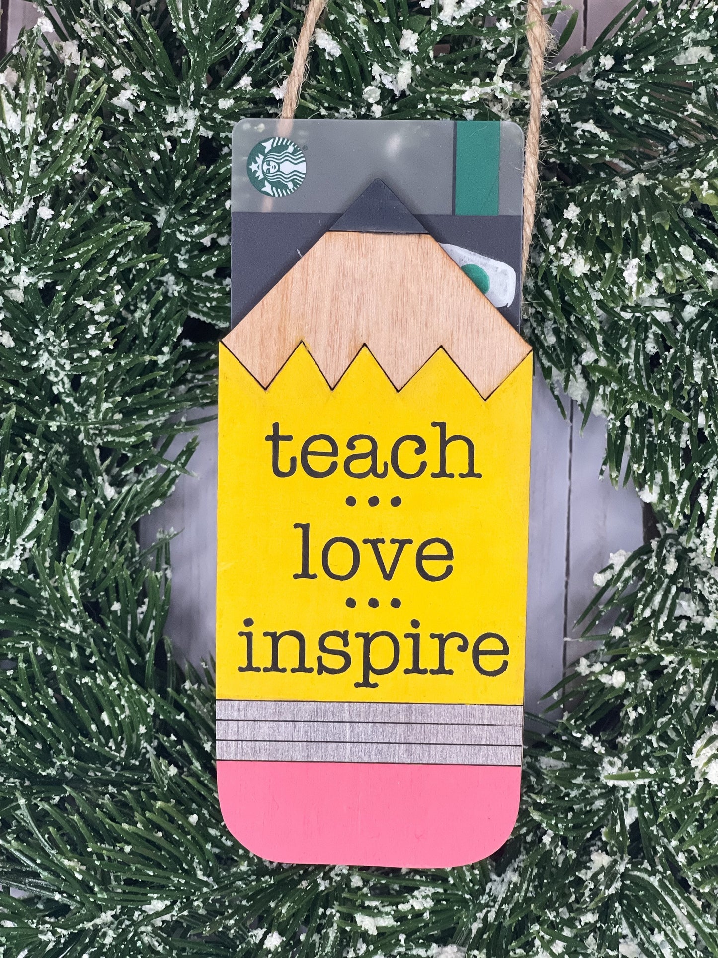 Teacher Gift Card Holder - Pencil Ornament - Teacher Appreciation - Christmas Gift Idea