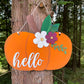 Hello Pumpkin Floral Door Hanger - Fall Door Entryway Sign -