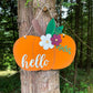 Hello Pumpkin Floral Door Hanger - Fall Door Entryway Sign -