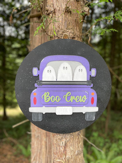 Boo Crew Halloween Truck Door Hanger - Ghost Halloween Door Sign