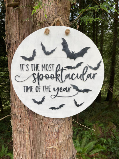 It’s The Most Spooktacular Time of Year Halloween Door Hanger - Spooky Bat Decor