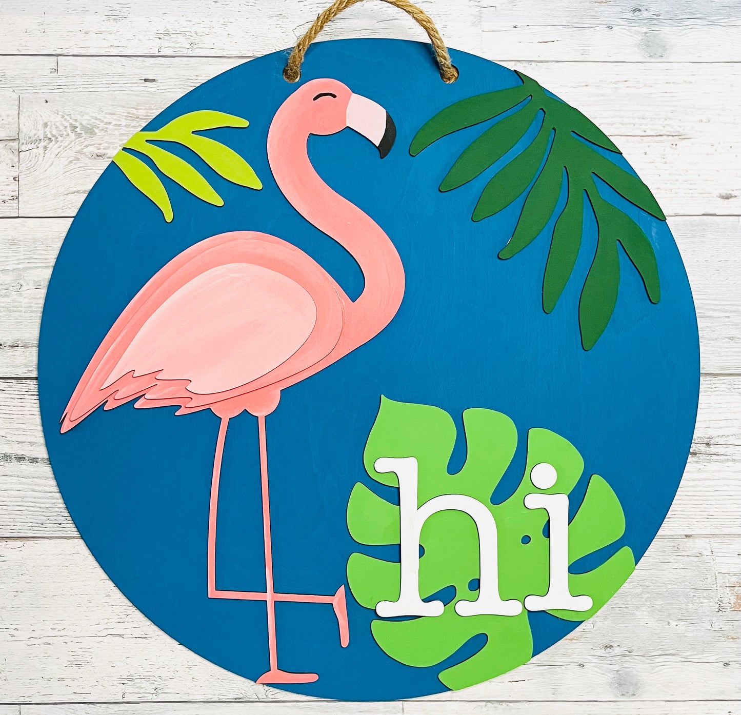 Flamingo Door Hanger - Door Decor - Front Porch Decorations - Flamingo Sign